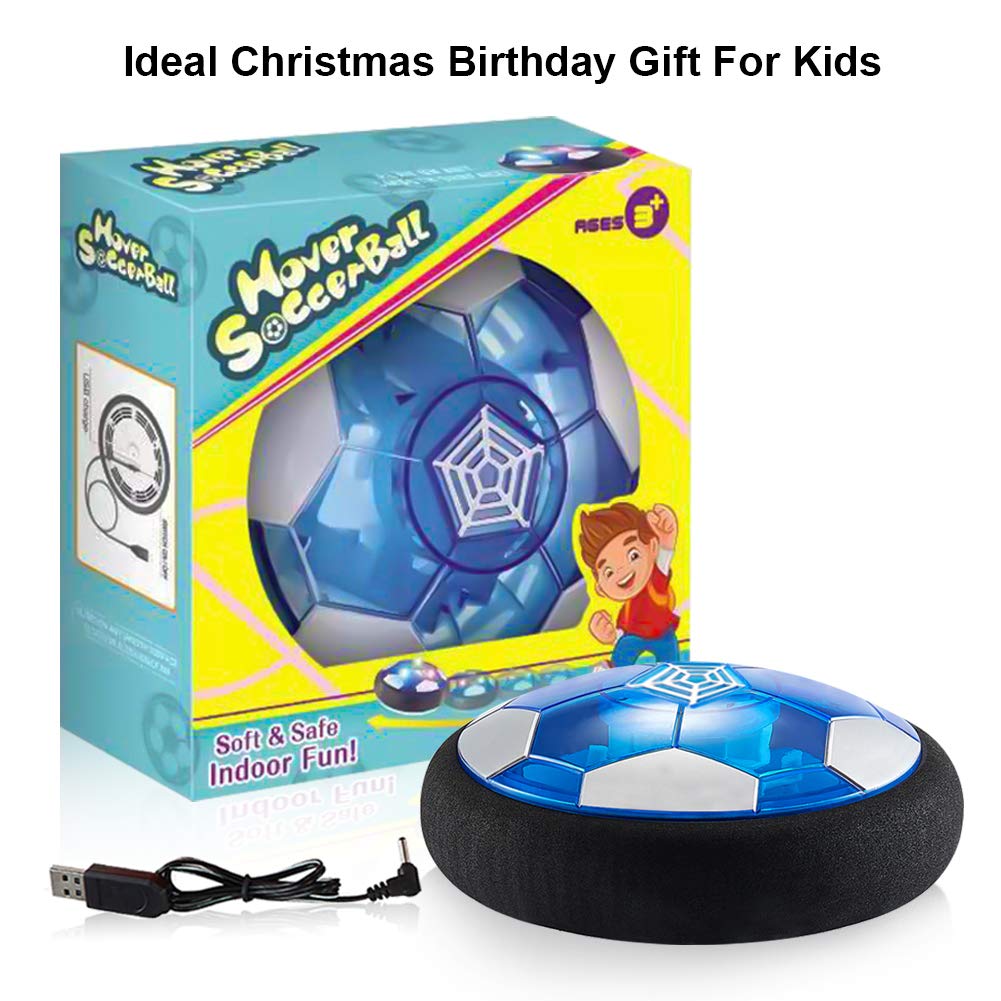 Floating LED Football Toys Air Power Soccer Disc Hovering Football Game Light Toy Flashing Ball Toys with Soccer goals