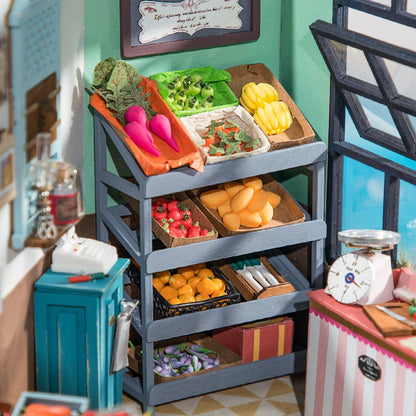 Rolife DIY Wooden Dollhouse Kit - Nancy's Bake Shop Miniature Doll House with Furniture - Perfect for Kids and Adults - DG143