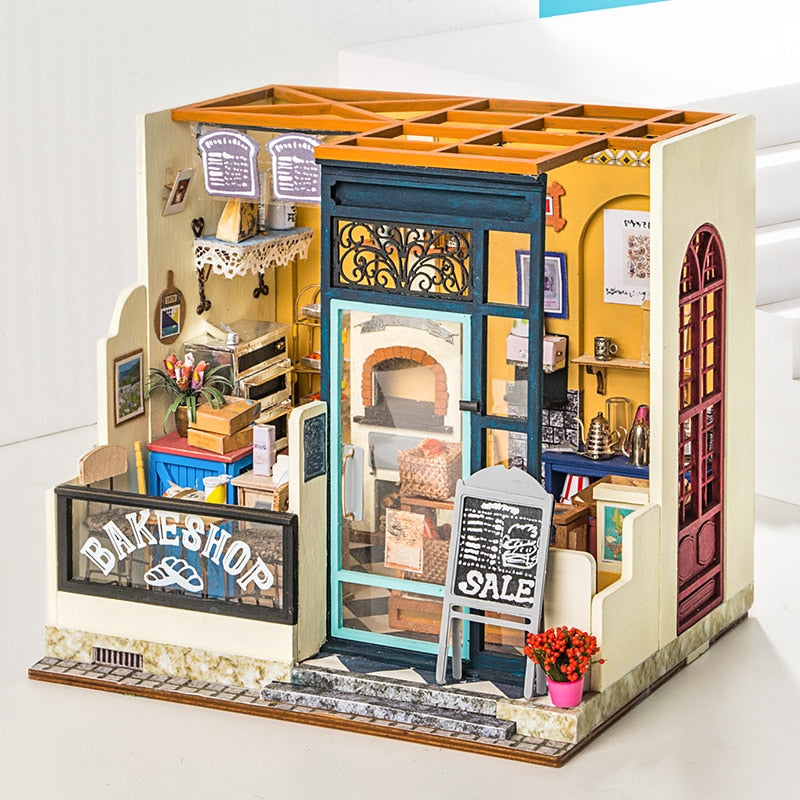 Rolife DIY Wooden Dollhouse Kit - Nancy's Bake Shop Miniature Doll House with Furniture - Perfect for Kids and Adults - DG143