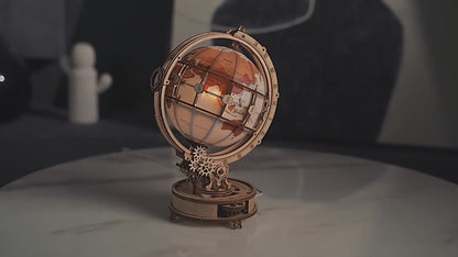 Robotime ROKR Luminous Wooden Globe Light Night 3D Puzzle Games for Christmas Gift for Kids Adults for Home Decor, Desk Decor