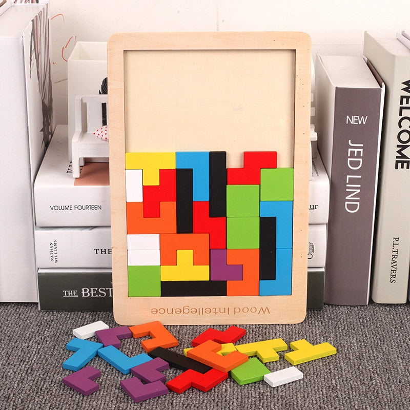 Russian Block Puzzle Wooden Educational Toy for Kids