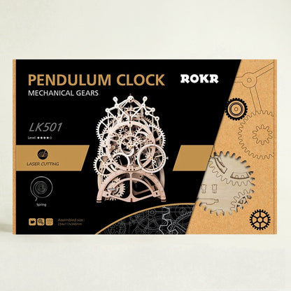 Pendulum Clock - Robotime 4 Kinds DIY Laser Cutting 3D Mechanical Model Wooden Model Building Block Kits Assembly Toy Gift for Children Adult
