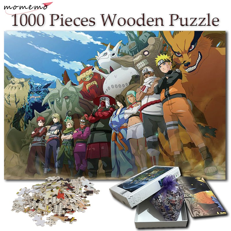MOMEMO Anime Wooden Puzzle 1000 Pieces Anime All Jinchuuriki Tailed Beasts Jigsaw Puzzles for Adult Cartoon Pattern Puzzle Game