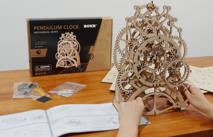 Pendulum Clock - Robotime 4 Kinds DIY Laser Cutting 3D Mechanical Model Wooden Model Building Block Kits Assembly Toy Gift for Children Adult
