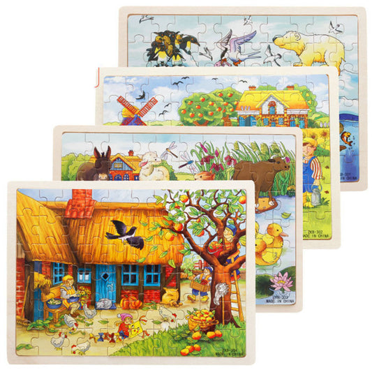 60pcs Cartoon Wooden Toys 8 STYLES 3D Wooden Puzzle Jigsaw Puzzle for Child Educational Toy