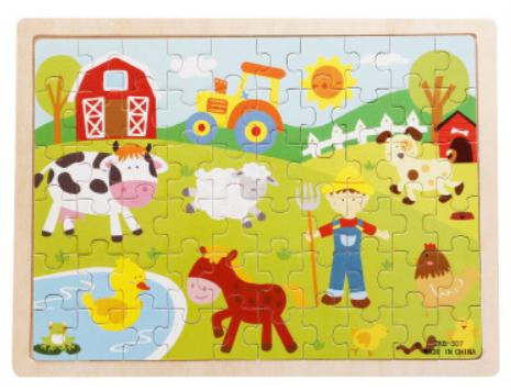 60pcs Cartoon Wooden Toys 8 STYLES 3D Wooden Puzzle Jigsaw Puzzle for Child Educational Toy
