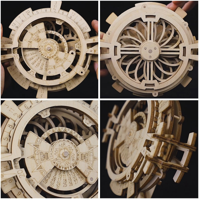 Time Art Perpetual Calendar - Robotime ROKR DIY 3D Wooden Puzzle Gear Model Building Kit Toys Gift for Children Teens