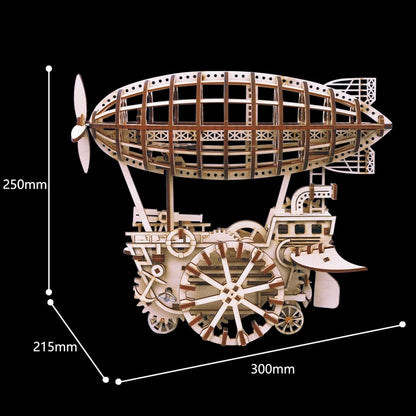 Airship - Robotime 4 Kinds DIY Laser Cutting 3D Mechanical Model Wooden Model Building Block Kits Assembly Toy Gift for Children Adult
