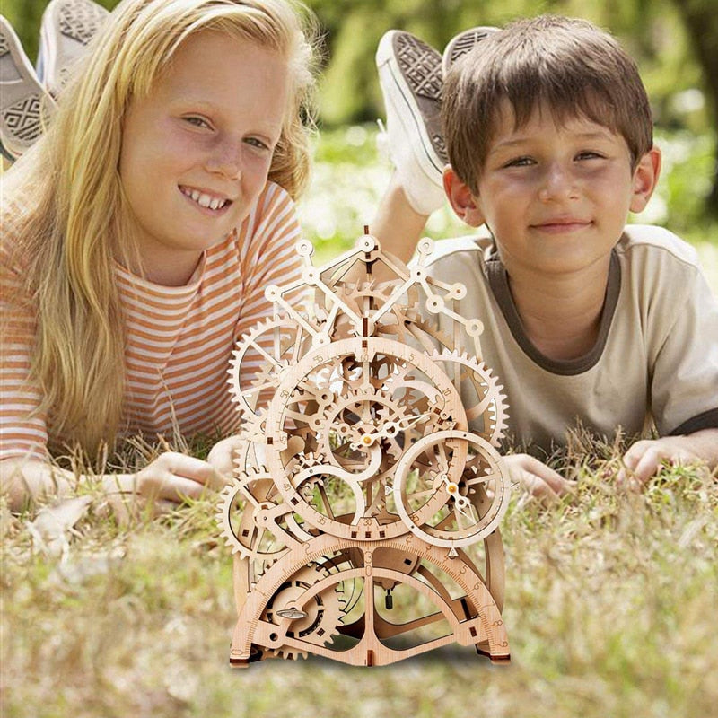 Pendulum Clock - Robotime 4 Kinds DIY Laser Cutting 3D Mechanical Model Wooden Model Building Block Kits Assembly Toy Gift for Children Adult