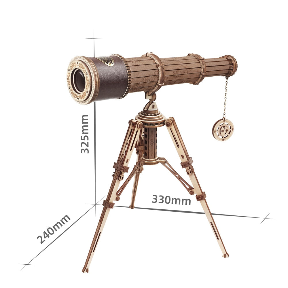 Robotime ROKR 1:1 DIY 314pcs Telescopic Monocular Telescope Wooden Model Building Kits Assembly Toy Gift for Children Adult