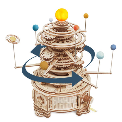 Robotime Rokr Mechanical Orrery 316PCS Rotatable DIY 3D Wooden Puzzles Model Building Block Kits Toy Gift for Teens Adult