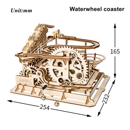 DIY 3D Wooden Puzzle Kit - Waterwheel coaster - Fun and Challenging Model Building Blocks Assembly Toy