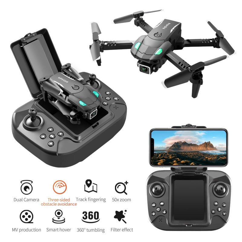 S128 Mini Drone 4K HD Camera Three-sided Obstacle Avoidance Air Pressure Fixed Height Professional Foldable Quadcopter Toys