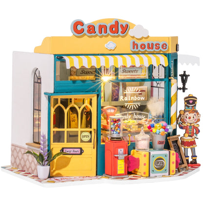 Robotime Rolife Rainbow Candy House DIY Miniature House for Kids Girls Xmas Gifts 3d Wooden Puzzle Dollhouse Funny Creative Toys