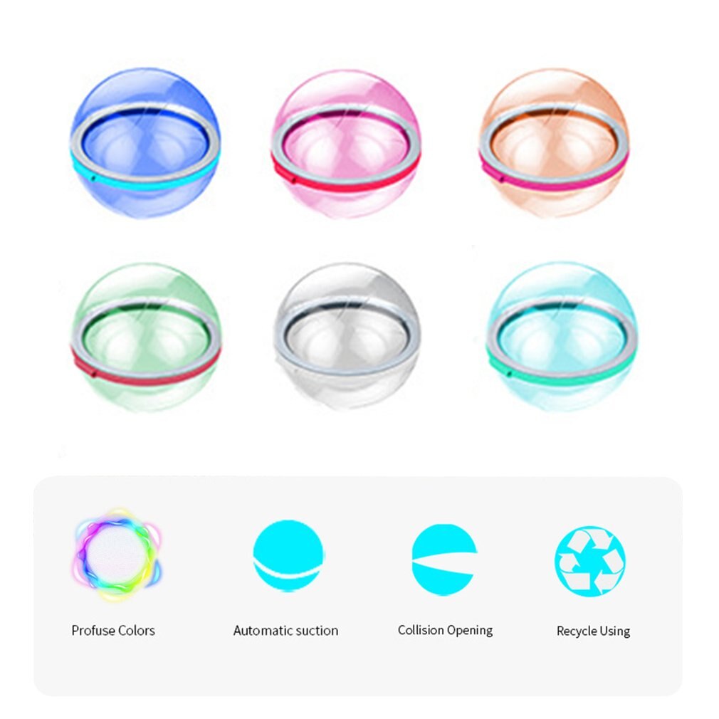 Water Bomb Splash Balls Reusable Water Balloons Absorbent Ball Outdoor Pool Beach Play Toy Pool Party Favors Water Fight Games